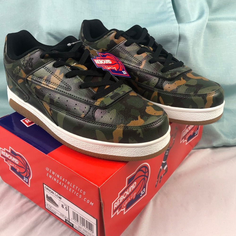 NIB Ewing Athletics Orion Low Camo Gum Sole Mens B-ball Shoes 1RBE005-349 Sz 8.5